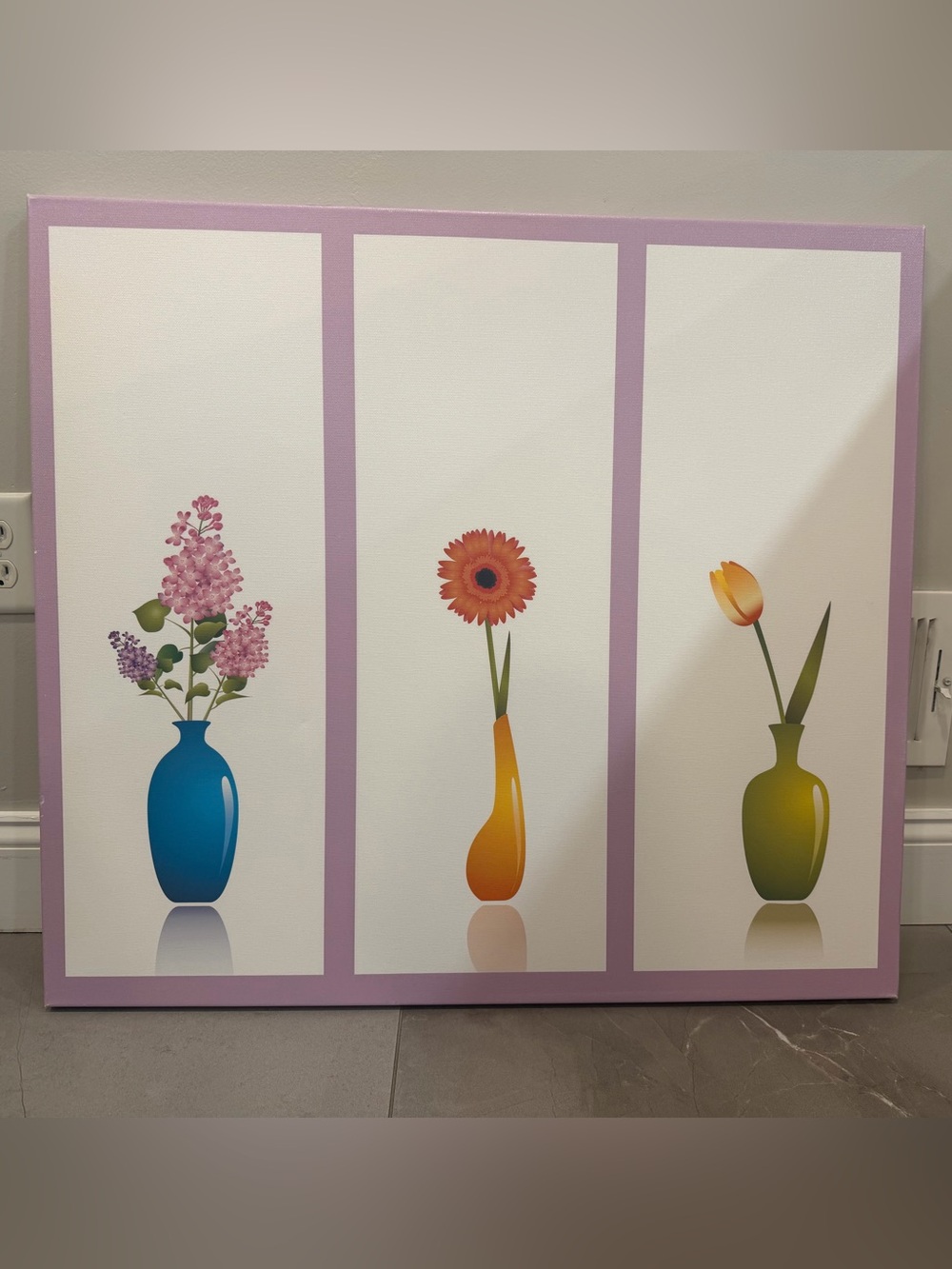 Floral Trio Wall Art Panel - Purple Accents